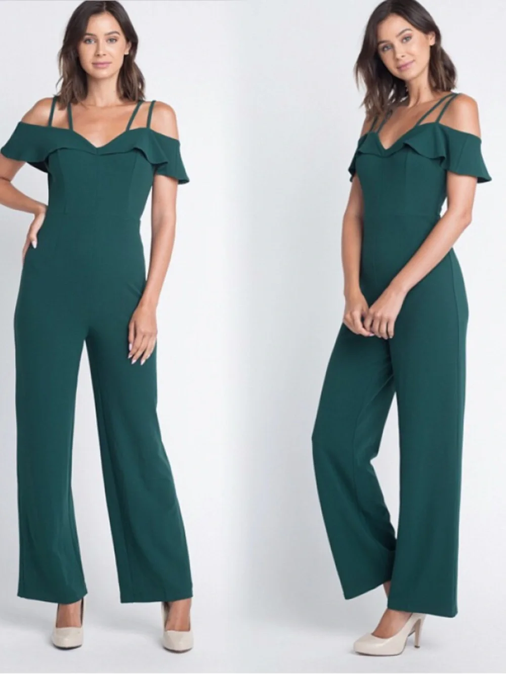 Haute Monde Emerald Green Off-Shoulder Jumpsuit
